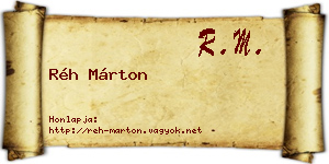 Réh Márton névjegykártya